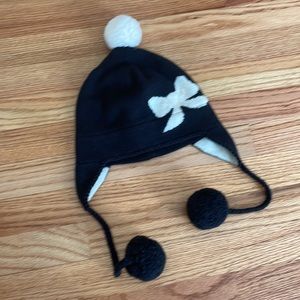 Kate Spade Black Bow Beanie with Poms